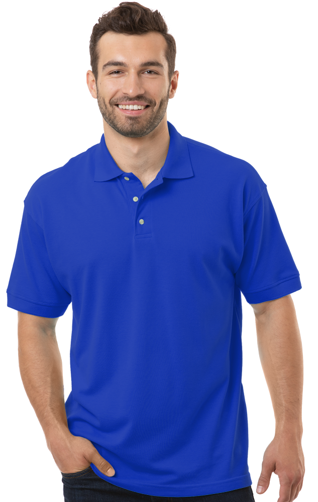 MENS SHORT SLEEVE SUPERBLEND PIQUE NO POCKET  -  ROYAL 6 EXTRA LARGE SOLID