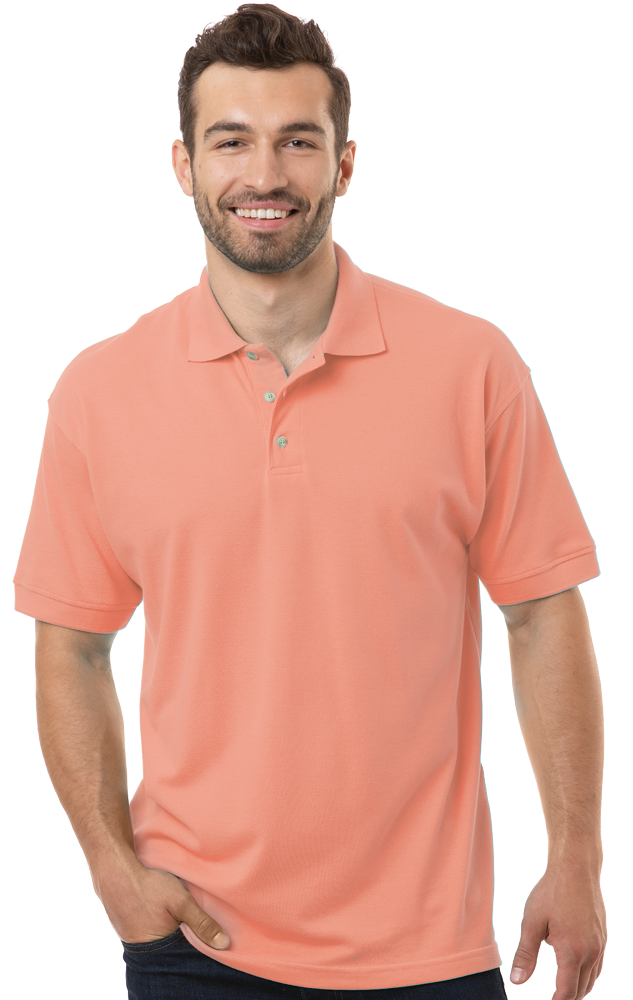 MENS SHORT SLEEVE SUPERBLEND PIQUE NO POCKET  -  SALMON 10 EXTRA LARGE SOLID