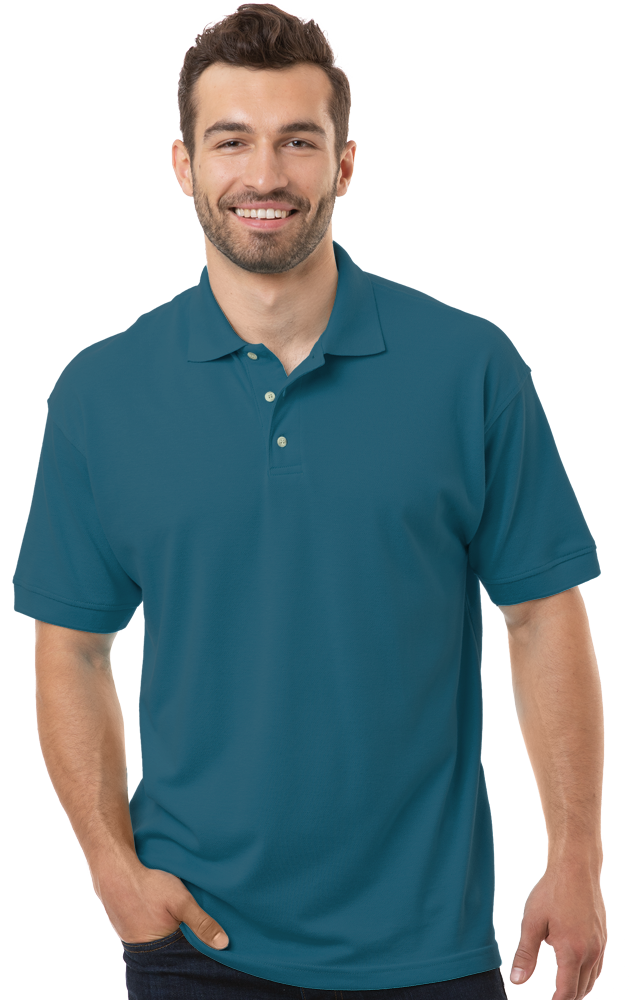 MENS SHORT SLEEVE SUPERBLEND PIQUE NO POCKET  -  TEAL 10 EXTRA LARGE SOLID