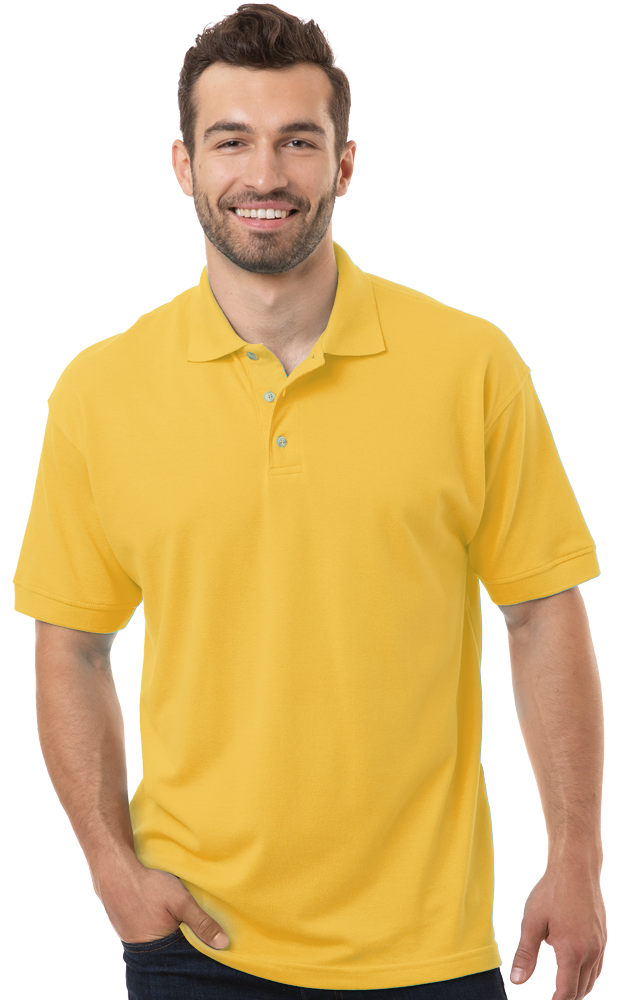 MENS SHORT SLEEVE SUPERBLEND PIQUE NO POCKET  -  YELLOW 5 EXTRA LARGE SOLID