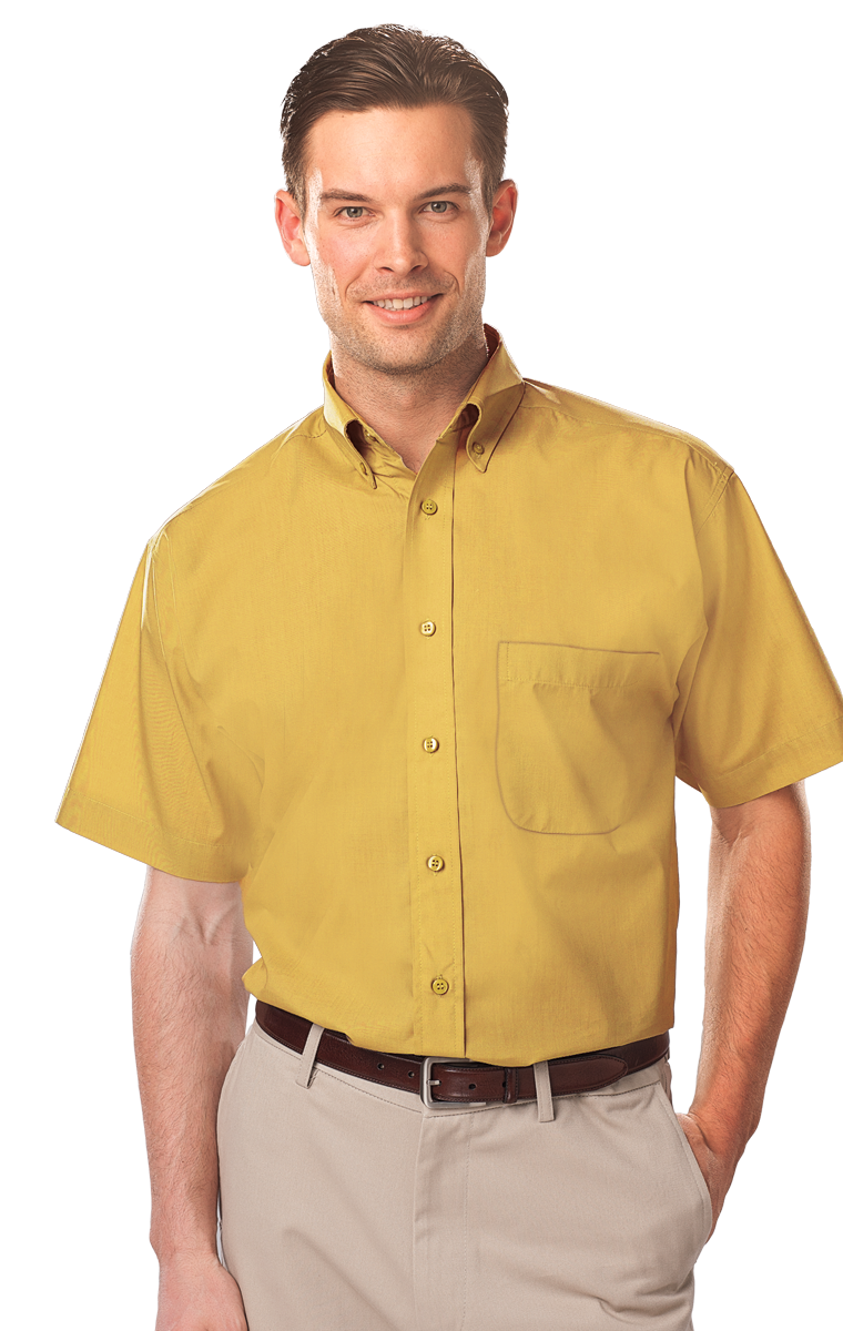 MEN'S S/S LIGHT WEIGHT POPLIN SHIRT  -  MAIZE 2 EXTRA LARGE SOLID