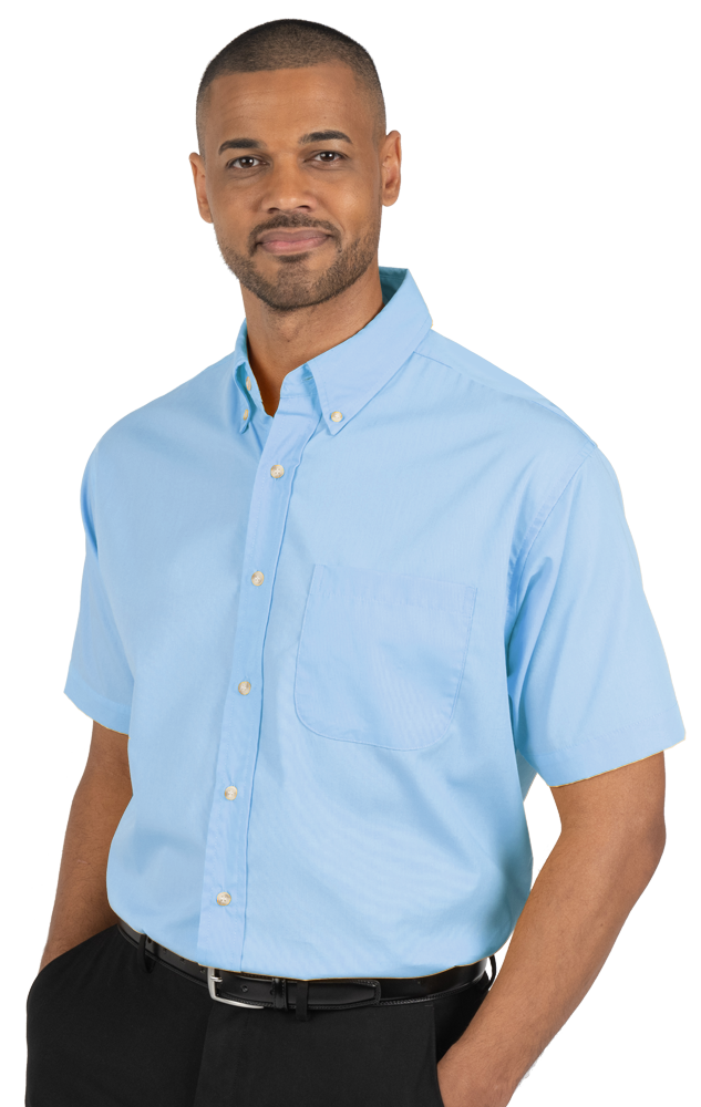 MENS SHORT SLEEVE EASY CARE POPLIN  -  LIGHT BLUE 10 EXTRA LARGE SOLID