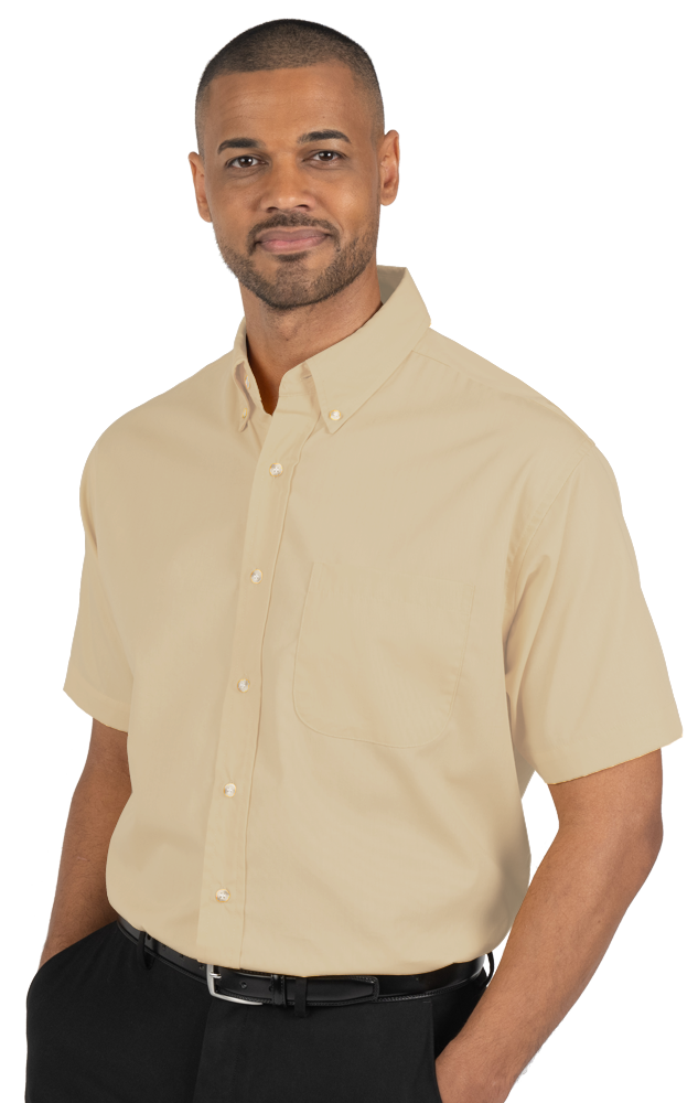 MENS SHORT SLEEVE EASY CARE POPLIN  -  NATURAL 10 EXTRA LARGE SOLID