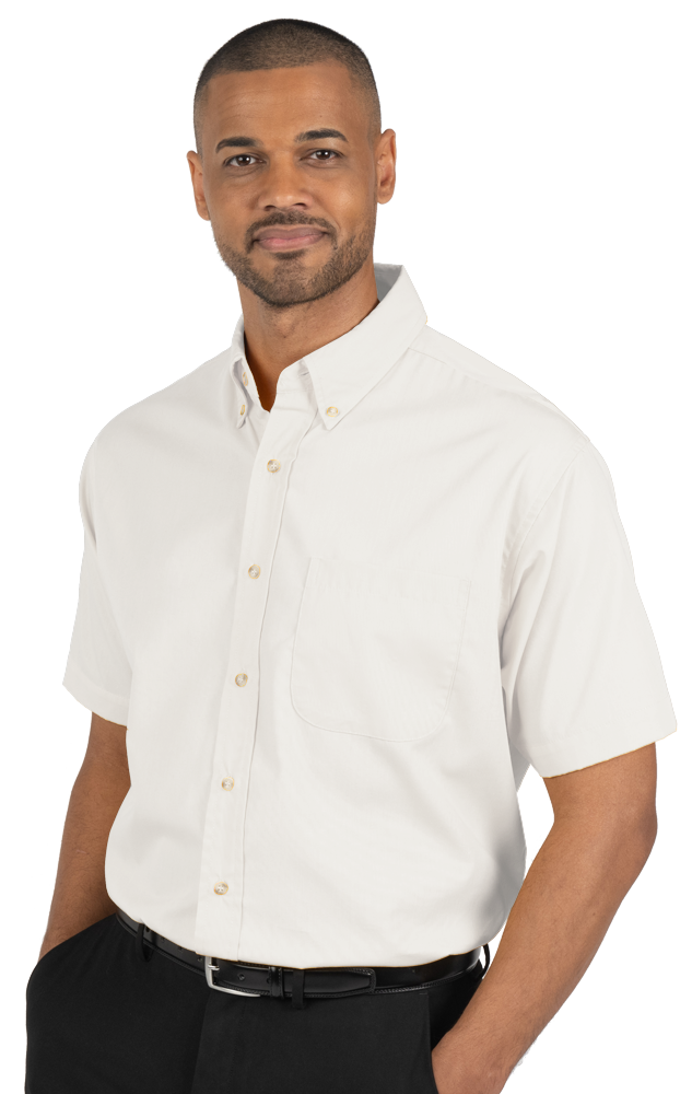 MENS SHORT SLEEVE EASY CARE POPLIN  -  WHITE 10 EXTRA LARGE SOLID