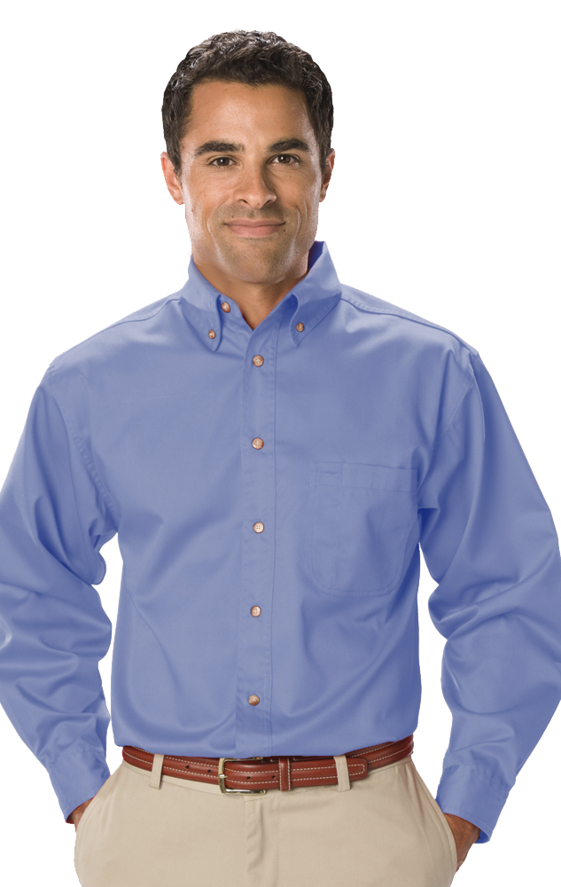 MENS LONG SLEEVE TEFLON TWILL  -  LIGHT BLUE EXTRA SMALL SOLID