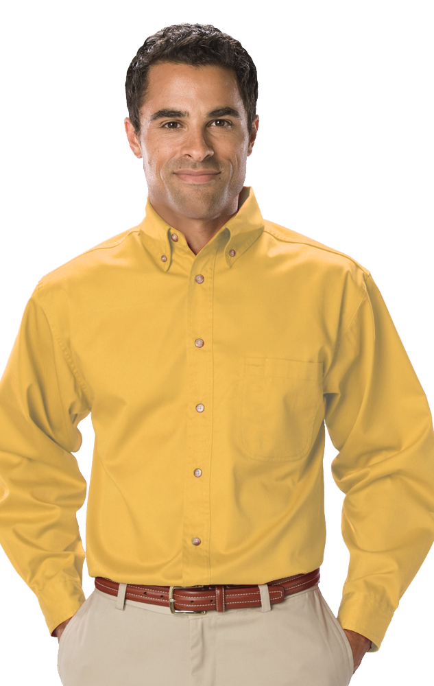 MENS LONG SLEEVE TEFLON TWILL  -  MAIZE EXTRA SMALL SOLID