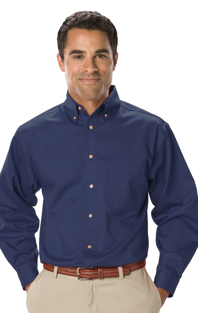 MENS LONG SLEEVE TEFLON TWILL  -  NAVY EXTRA SMALL SOLID