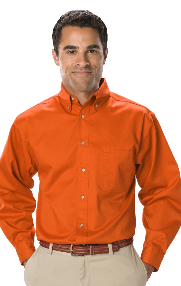 MENS LONG SLEEVE TEFLON TWILL  -  ORANGE EXTRA SMALL SOLID