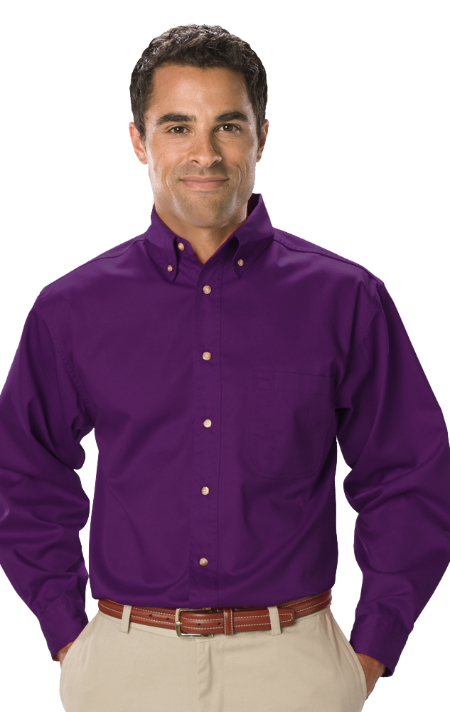 MENS LONG SLEEVE TEFLON TWILL  -  PURPLE EXTRA SMALL SOLID