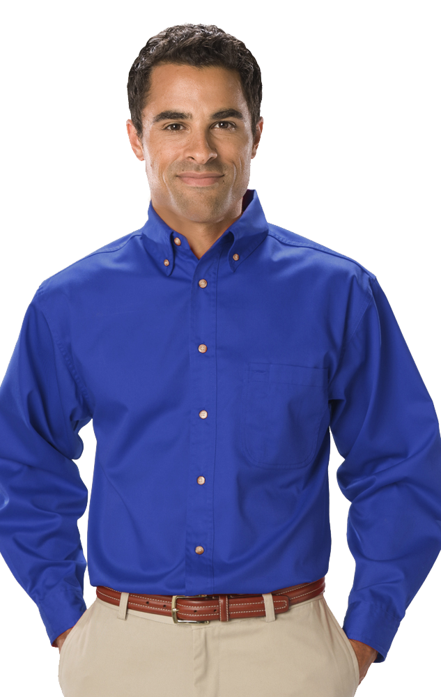 MENS LONG SLEEVE TEFLON TWILL  -  ROYAL EXTRA SMALL SOLID