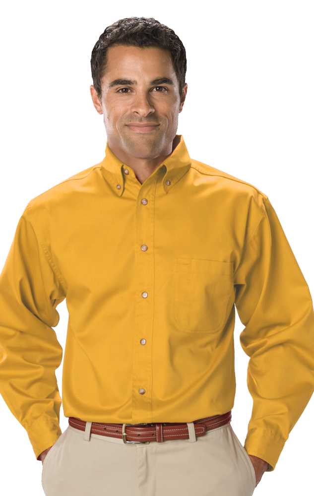 MENS LONG SLEEVE TEFLON TWILL  -  YELLOW 2 EXTRA LARGE SOLID