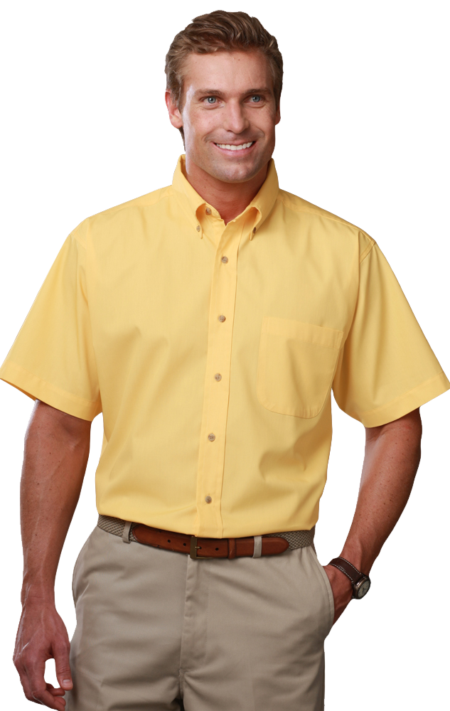 MENS SHORT SLEEVE TEFLON TWILL  -  MAIZE 2 EXTRA LARGE SOLID