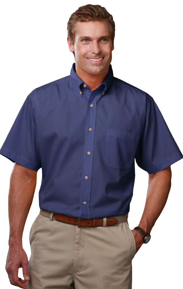 MENS SHORT SLEEVE TEFLON TWILL  -  NAVY 2 EXTRA LARGE SOLID