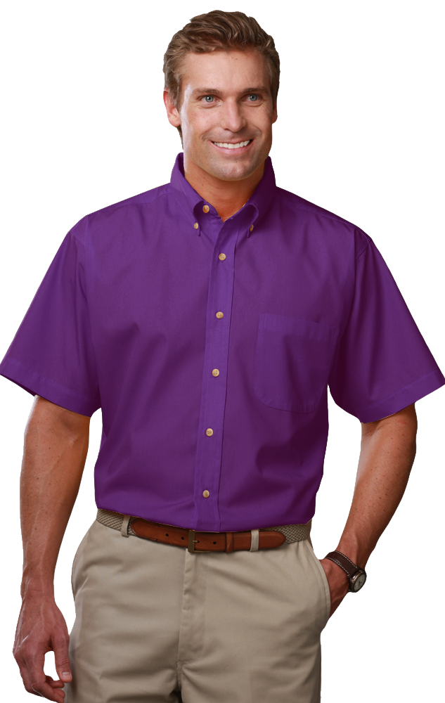 MENS SHORT SLEEVE TEFLON TWILL  -  PURPLE 2 EXTRA LARGE SOLID