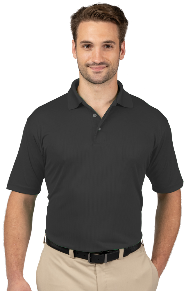 MENS SOLID WICKING POLO   -  BLACK EXTRA SMALL SOLID