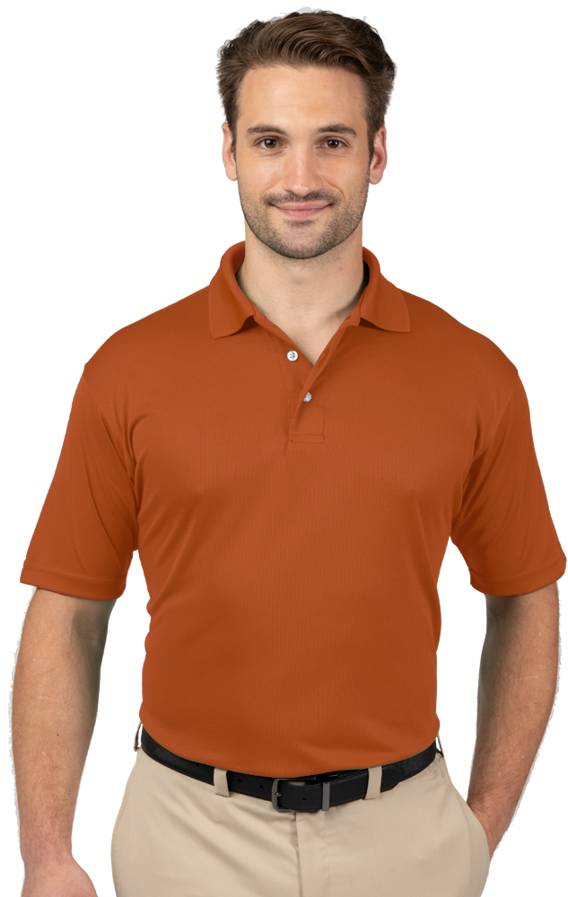 MENS SOLID WICKING POLO   -  BURNT ORANGE EXTRA SMALL SOLID