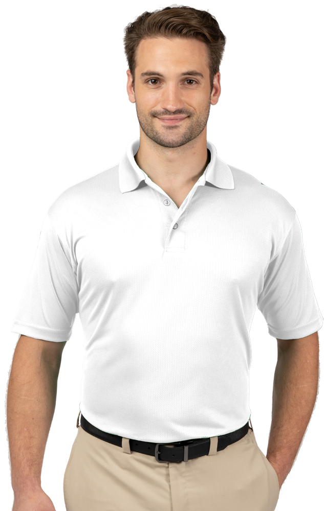 MENS SOLID WICKING POLO  -  WHITE EXTRA SMALL SOLID