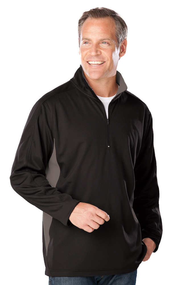 MENS WICKING 1/2 ZIP BLOCKED  -  BLACK 2 EXTRA LARGE TRIM GRAPHITE