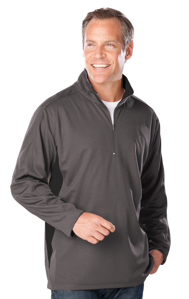 MENS WICKING 1/2 ZIP BLOCKED  -  GRAPHITE 2 EXTRA LARGE TRIM BLACK