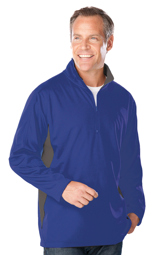 MENS WICKING 1/2 ZIP BLOCKED  -  ROYAL 2 EXTRA LARGE TRIM GRAPHITE