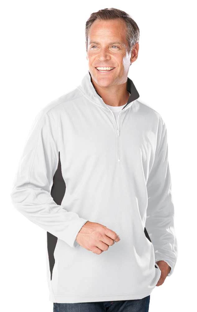 MENS WICKING 1/2 ZIP BLOCKED ### - WHITE 2 EXTRA LARGE TRIM GRAPHITE