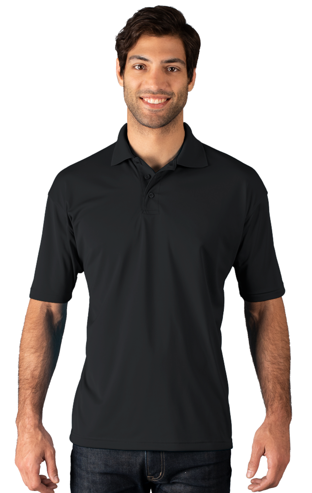 MENS WICKING SOLID SNAG RESIST POLO   -  BLACK 2 EXTRA LARGE SOLID