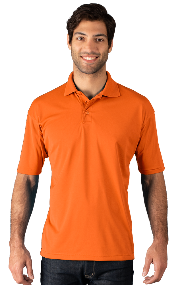 MENS WICKING SOLID SNAG RESIST POLO   -  ORANGE 2 EXTRA LARGE SOLID