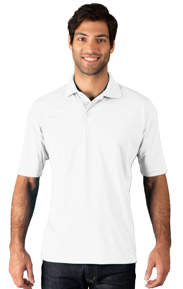 MENS WICKING SOLID SNAG RESIST POLO   -  WHITE 2 EXTRA LARGE SOLID