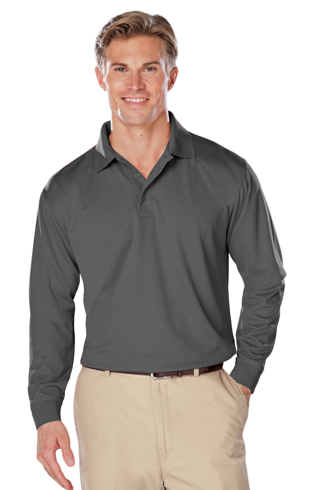 ADULT L/S SNAG RESISTANT MOISTURE WICKING POLO  -  GRAPHITE 2 EXTRA LARGE SOLID