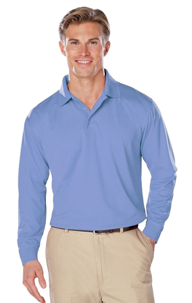 ADULT L/S SNAG RESISTANT MOISTURE WICKING POLO  -  LIGHT BLUE 2 EXTRA LARGE SOLID