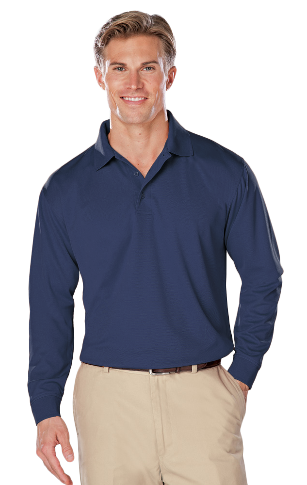 ADULT L/S SNAG RESISTANT MOISTURE WICKING POLO  -  NAVY 2 EXTRA LARGE SOLID