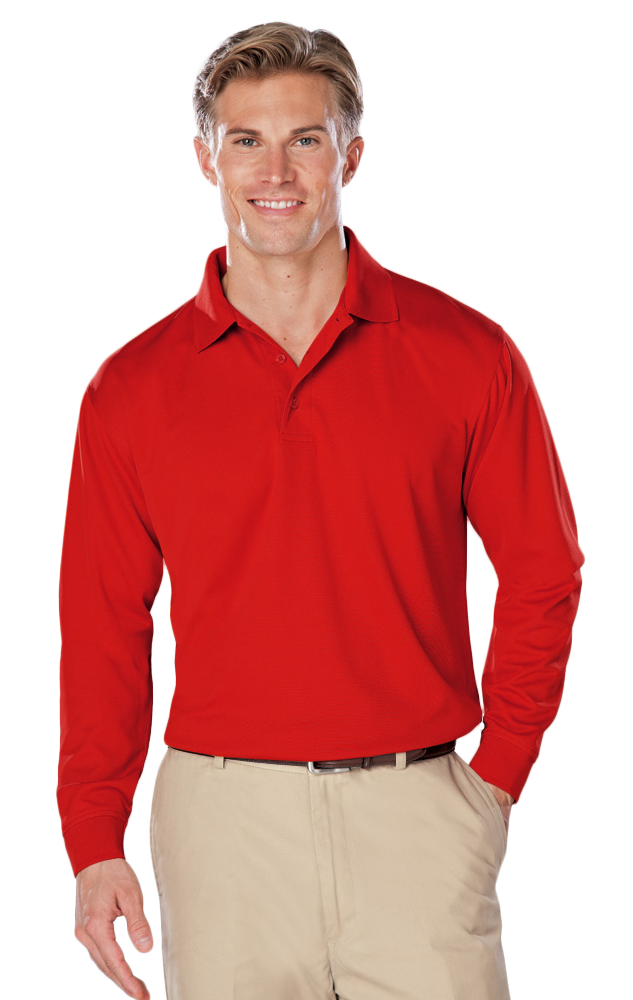 ADULT L/S SNAG RESISTANT MOISTURE WICKING POLO  -  RED 2 EXTRA LARGE SOLID