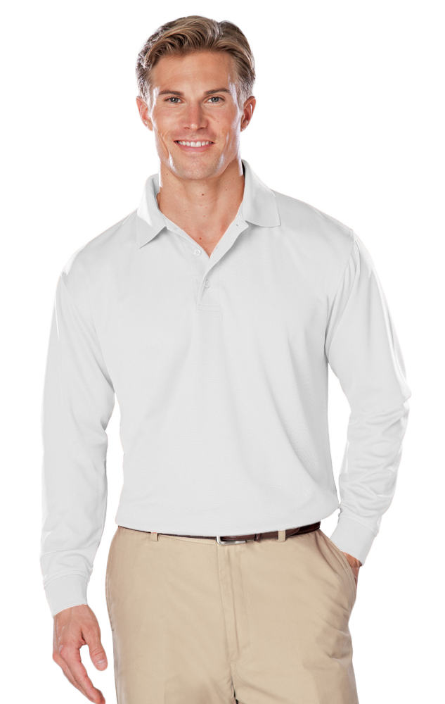 ADULT L/S SNAG RESISTANT MOISTURE WICKING POLO  -  WHITE 2 EXTRA LARGE SOLID