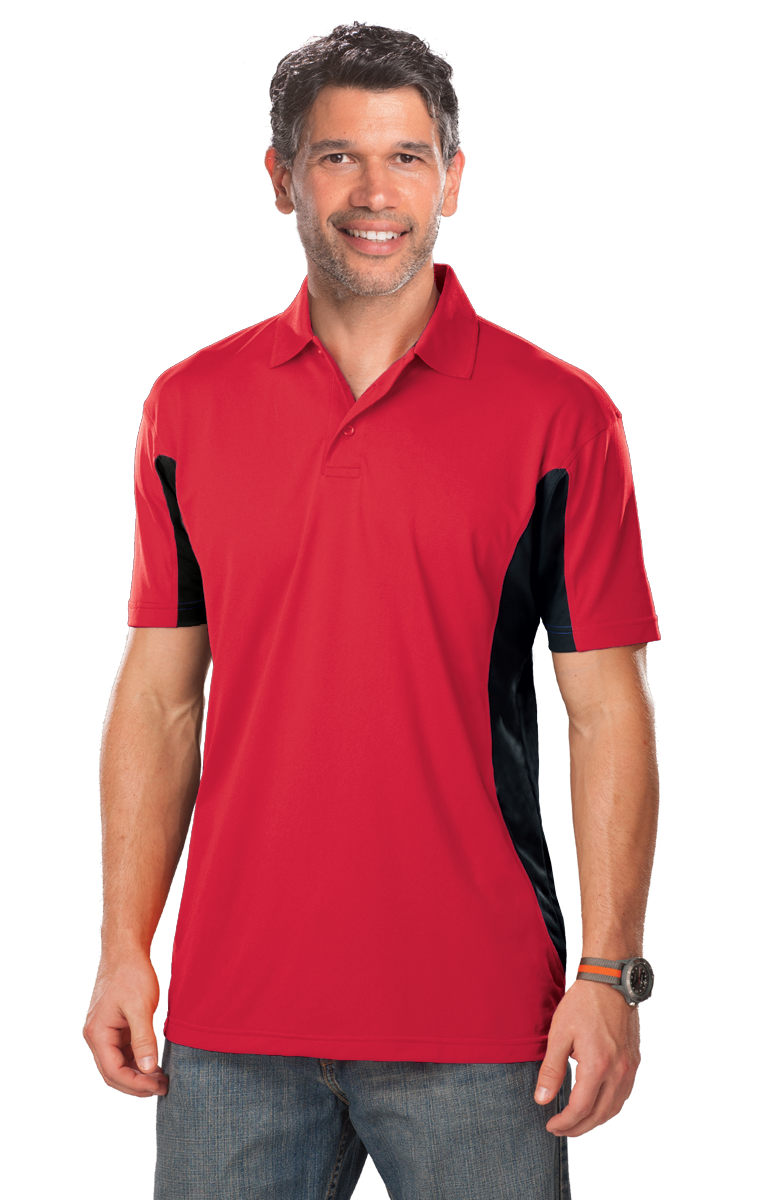 MENS COLOR BLOCK WICKING -  RED 2 EXTRA LARGE TRIM BLACK