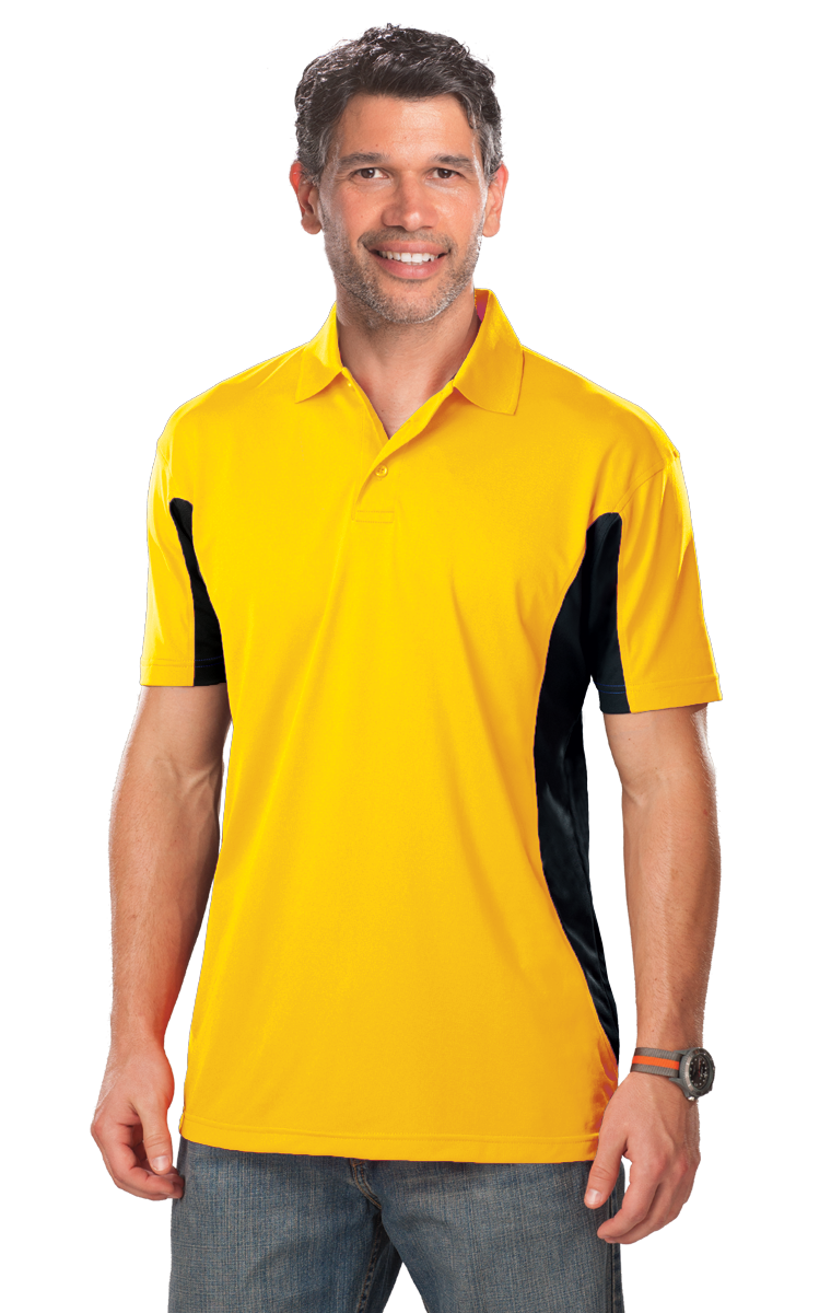 MENS COLOR BLOCK WICKING  -  YELLOW 2 EXTRA LARGE TRIM BLACK