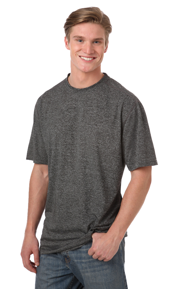 MENS HEATHERED WICKING TEE  -  GREY HEATHER SMALL SOLID