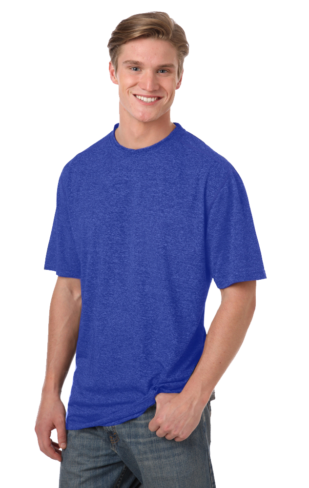 MENS HEATHERED WICKING TEE  -  HEATHER ROYAL SMALL SOLID