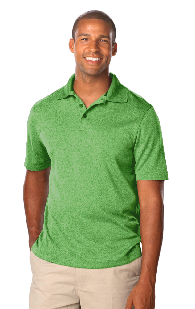 MENS HEATHERED WICKING POLO  -  HEATHER KELLY SMALL SOLID