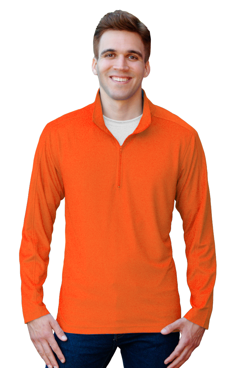 MENS WICKING SOLID 1/4 ZIP LS PULLOVER ### -  SAFETY ORANGE SMALL SOLID