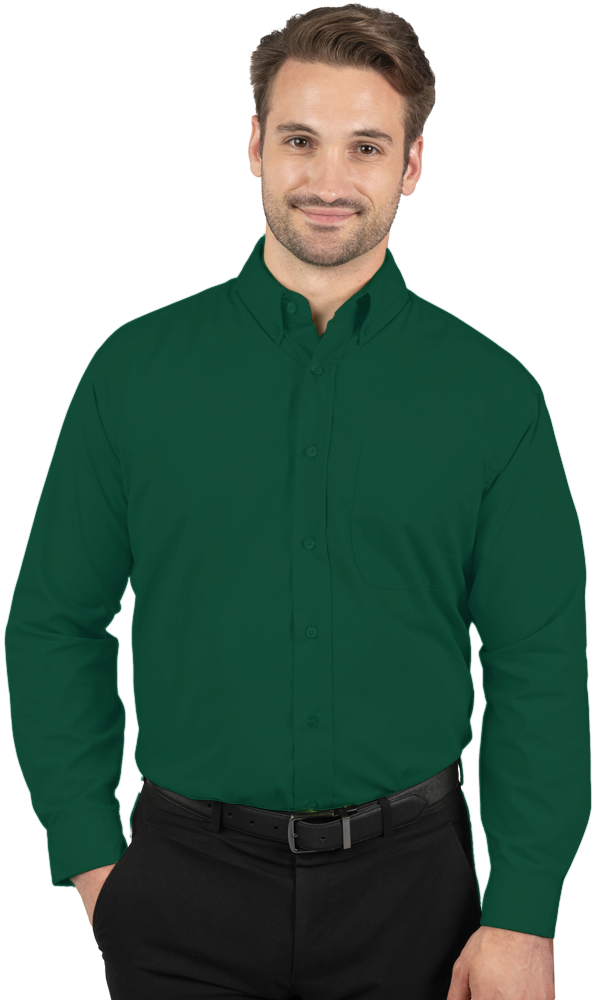 MENS LONG SLEEVE EASY CARE POPLIN WITH MATCHING BUTTONS  -  HUNTER 2 EXTRA LARGE SOLID