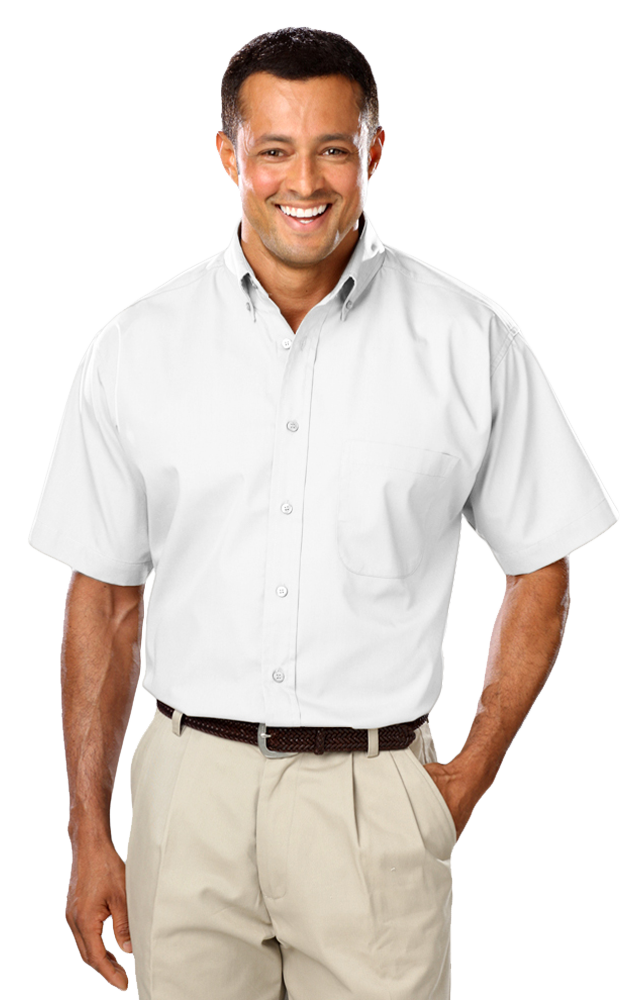 MENS SHORT SLEEVE EASY CARE POPLIN WITH MATCHING BUTTONS  -  WHITE 2 EXTRA LARGE SOLID