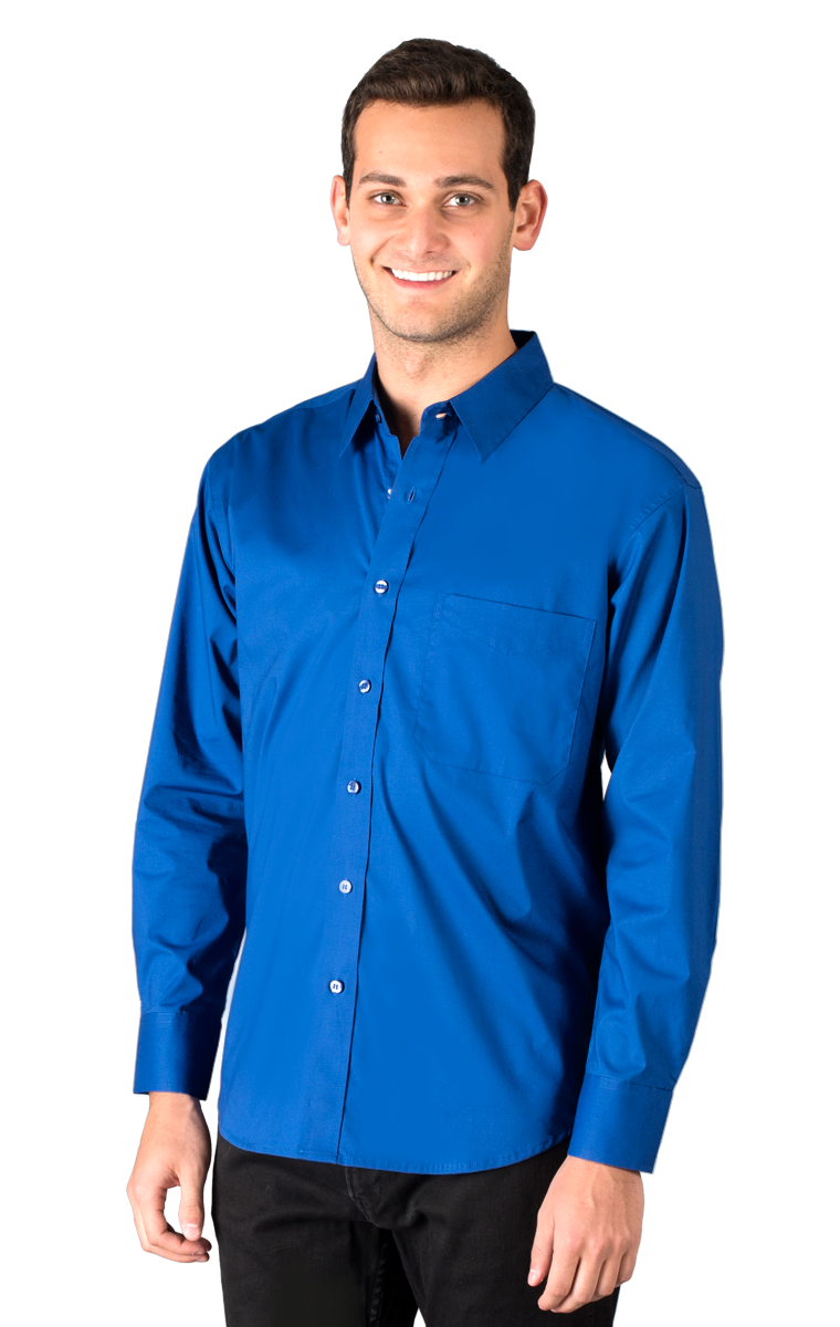 MENS SUPERBLEND POPLIN L/S UNTUCKED SHIRT  -  ROYAL 2 EXTRA LARGE SOLID