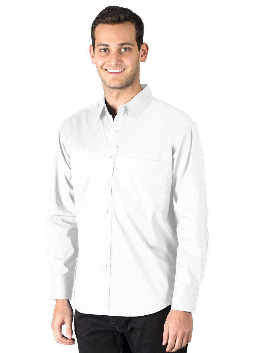 MENS SUPERBLEND POPLIN L/S UNTUCKED SHIRT  -  WHITE 2 EXTRA LARGE SOLID