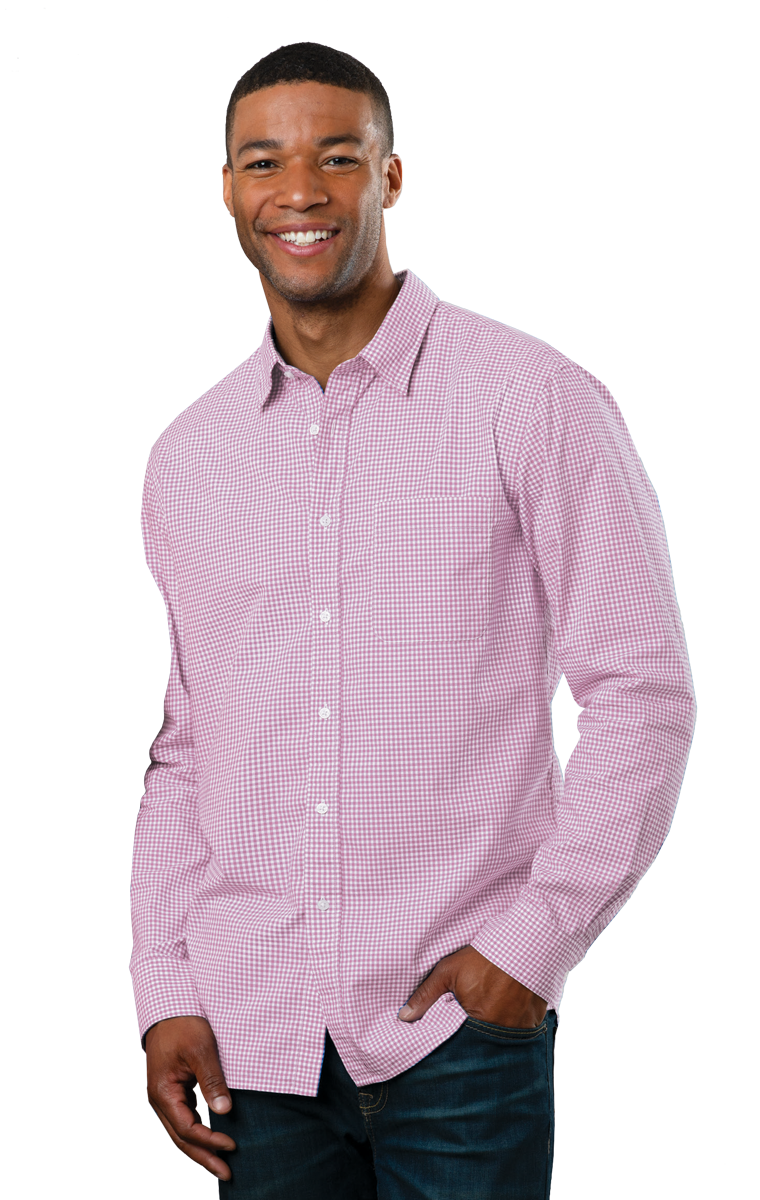 MEN'S L/S UNTUCKED GINGHAM ROSE SMALL CHECKS