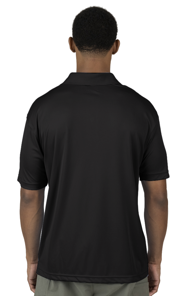 MENS VALUE MOISTURE WICKING S/S POLO  -  BLACK SMALL SOLID