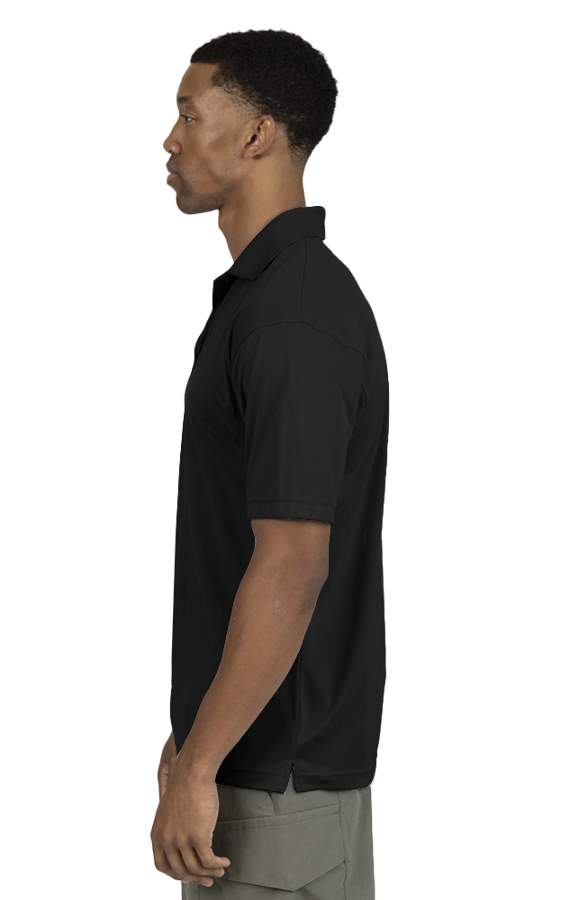 MENS VALUE MOISTURE WICKING S/S POLO  -  BLACK SMALL SOLID