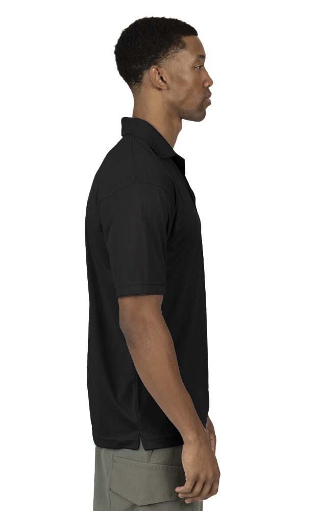 MENS VALUE MOISTURE WICKING S/S POLO  -  BLACK SMALL SOLID