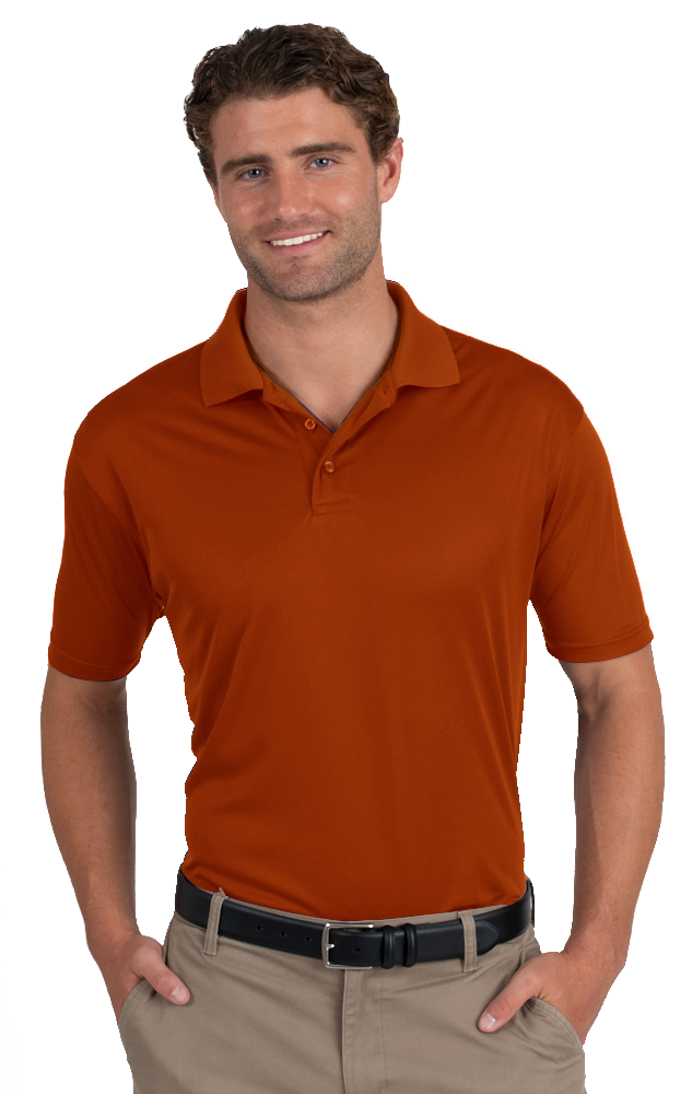 MENS VALUE MOISTURE WICKING S/S POLO  -  BURNT ORANGE SMALL SOLID