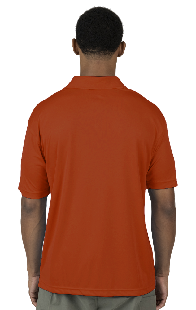 MENS VALUE MOISTURE WICKING S/S POLO  -  BURNT ORANGE SMALL SOLID