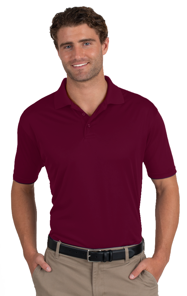 MENS VALUE MOISTURE WICKING S/S POLO  -  BURGUNDY SMALL SOLID